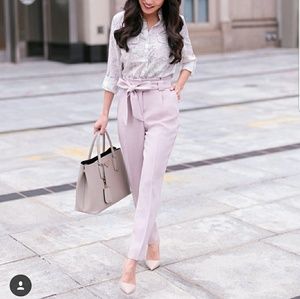 High Waisted Sash Tie Ankle Pant